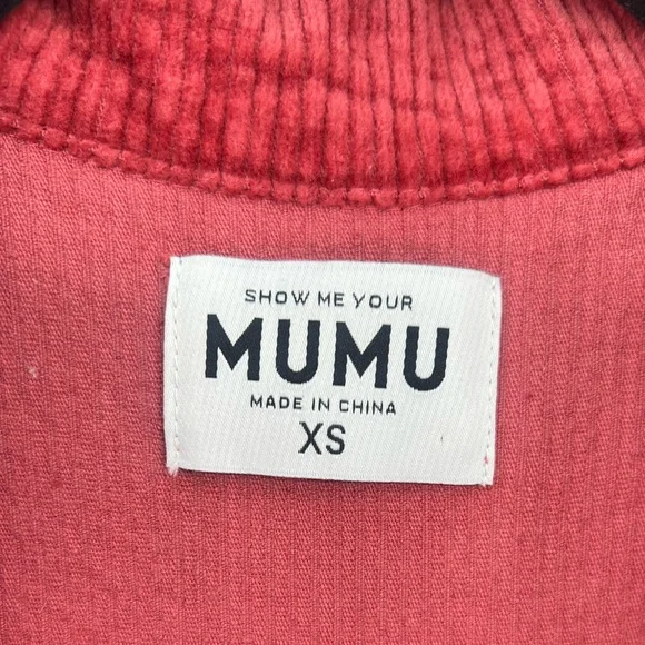 Show Me Your MuMu Outlaw Dress Rose Red Corduroy Gold Buckle Mini Dress XS - Picture 11 of 13